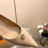 Louis Vuitton Women LV Blossom Pump Beige Patent Lambskin Leather Outsole Low Heel (3)