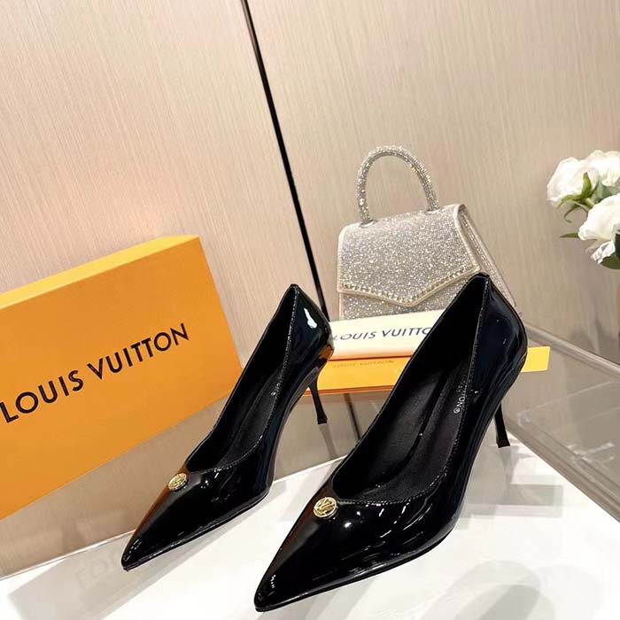 Louis Vuitton Women LV Blossom Pump Black Patent Lambskin Leather Outsole 7.5 CM Heel (2)