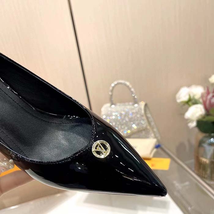Louis Vuitton Women LV Blossom Pump Black Patent Lambskin Leather Outsole 7.5 CM Heel (3)
