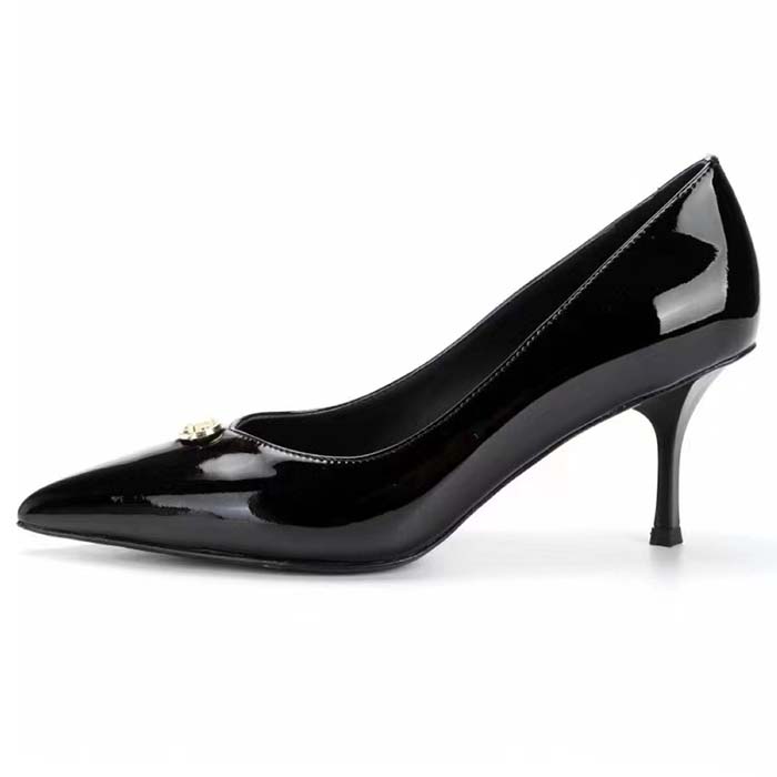 Louis Vuitton Women LV Blossom Pump Black Patent Lambskin Leather Outsole 7.5 CM Heel
