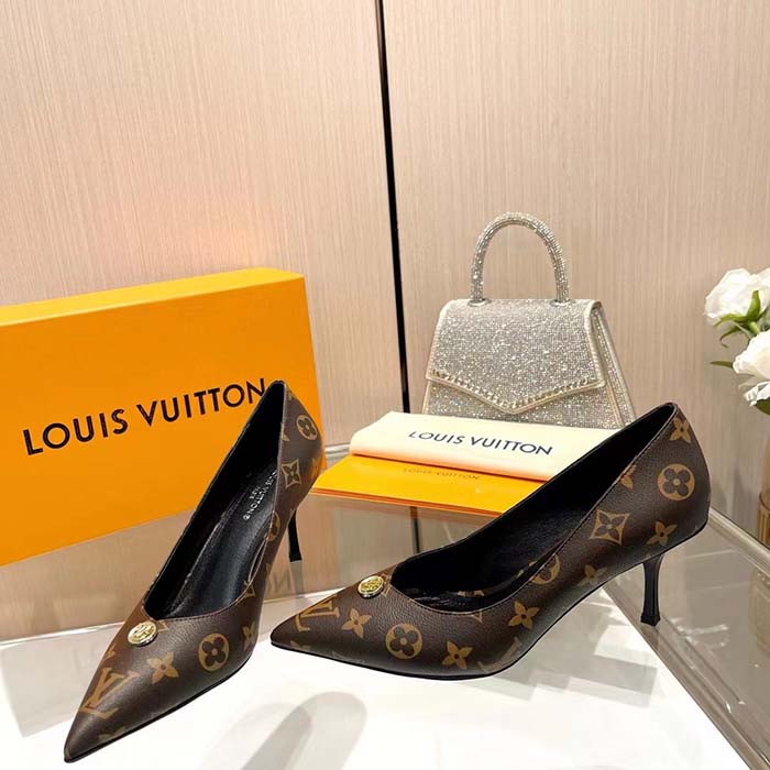 Louis Vuitton Women LV Blossom Pump Brown Monogram Flower Canvas 7.5 CM Heel (5)
