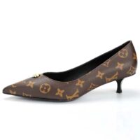 Louis Vuitton Women LV Blossom Pump Brown Monogram Flower Canvas Low Heel (5)