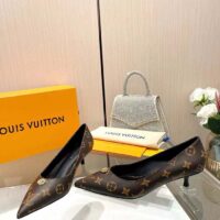 Louis Vuitton Women LV Blossom Pump Brown Monogram Flower Canvas Low Heel (5)