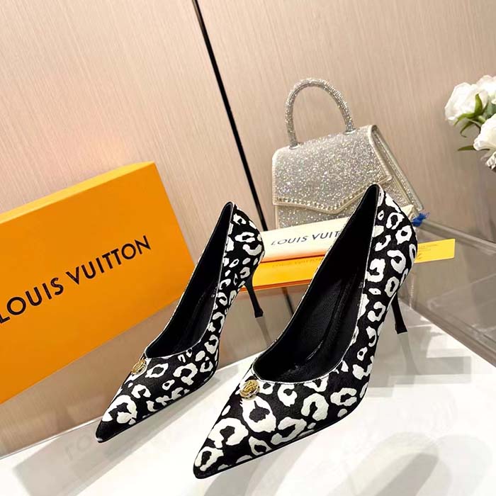 Louis Vuitton Women LV Blossom Pump Tawny Black White Hairy Calf Leather (1)