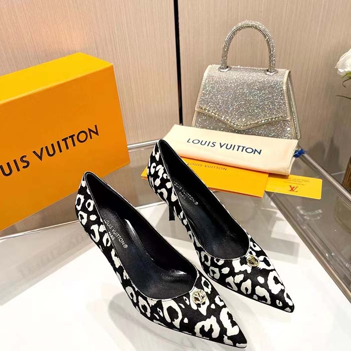Louis Vuitton Women LV Blossom Pump Tawny Black White Hairy Calf Leather (3)