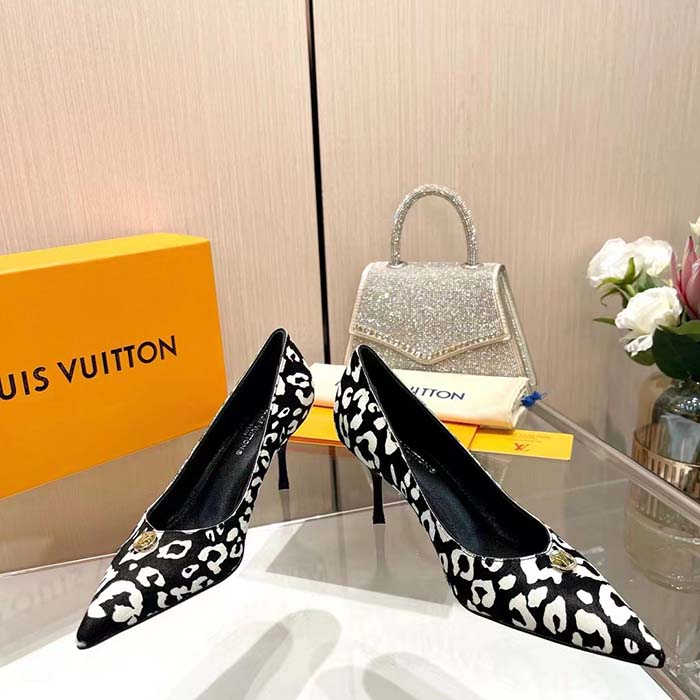 Louis Vuitton Women LV Blossom Pump Tawny Black White Hairy Calf Leather (5)