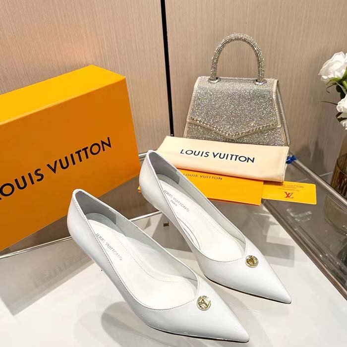 Louis Vuitton Women LV Blossom Pump White Patent Lambskin Leather Outsole 7.5 CM Heel (4)