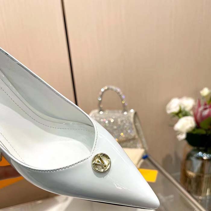 Louis Vuitton Women LV Blossom Pump White Patent Lambskin Leather Outsole 7.5 CM Heel (5)