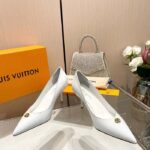 Louis Vuitton Women LV Blossom Pump White Patent Lambskin Leather Outsole 7.5 CM Heel – Image 4