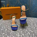 Louis Vuitton Women LV Blossom Sandal Blue Suede Baby Goat Leather 1ACA7J - Image 5