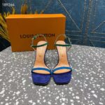 Louis Vuitton Women LV Blossom Sandal Blue Suede Baby Goat Leather 1ACA7J - Image 6