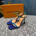 Louis Vuitton Women LV Blossom Sandal Blue Suede Baby Goat Leather 1ACA7J - Image 7