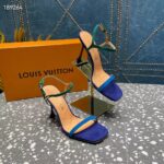Louis Vuitton Women LV Blossom Sandal Blue Suede Baby Goat Leather 1ACA7J - Image 3