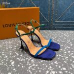 Louis Vuitton Women LV Blossom Sandal Blue Suede Baby Goat Leather 1ACA7J - Image 4