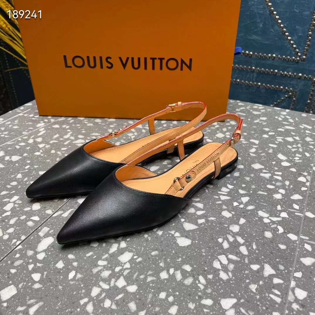 Louis Vuitton Women LV Blossom Slingback Flat Ballerina Black Lambskin 1ACAXC
