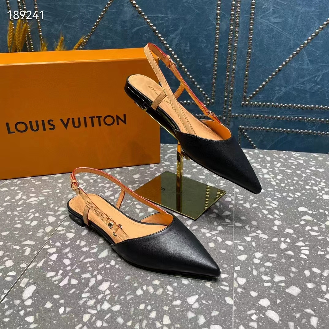Louis Vuitton Women LV Blossom Slingback Flat Ballerina Black Lambskin 1ACAXC