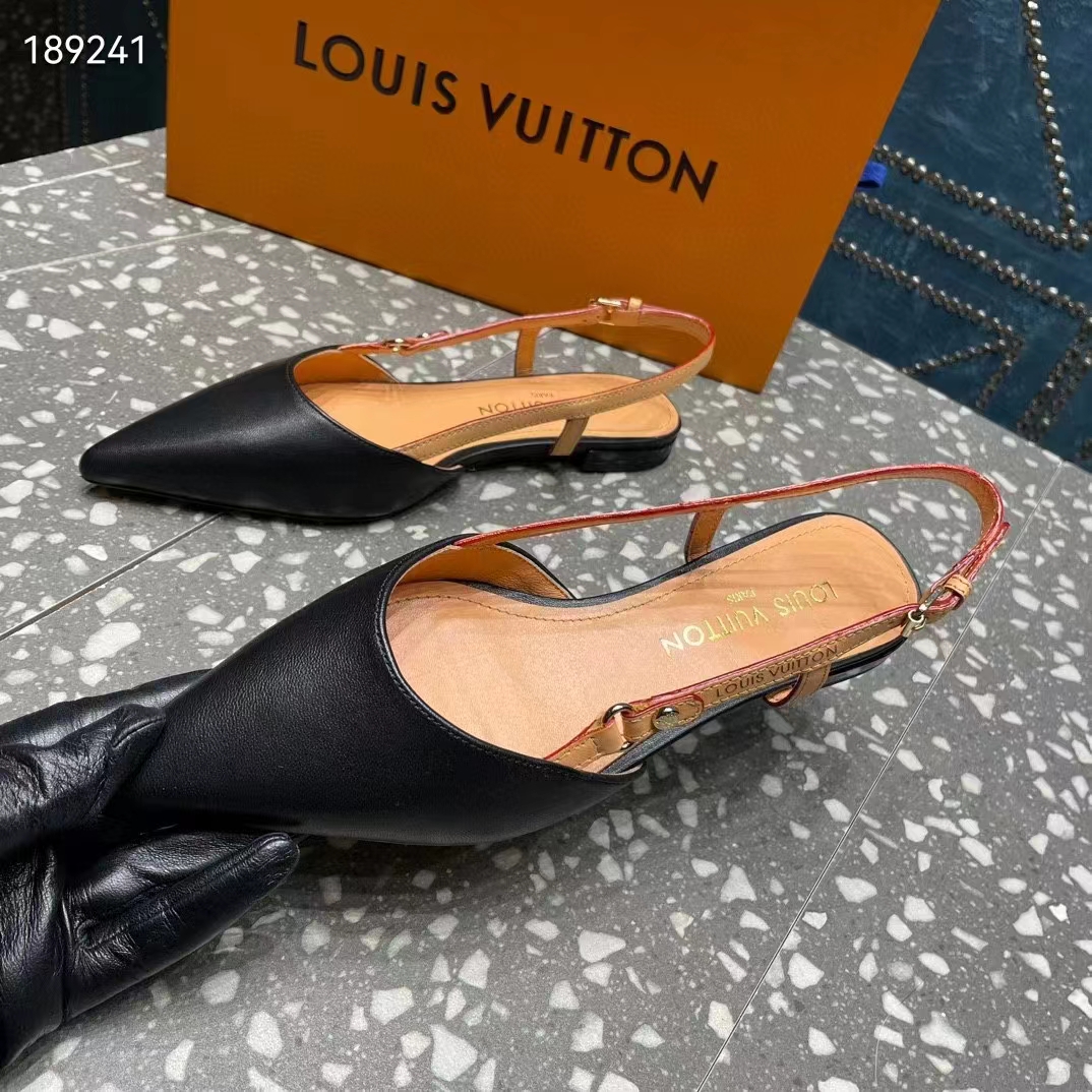 Louis Vuitton Women LV Blossom Slingback Flat Ballerina Black Lambskin 1ACAXC
