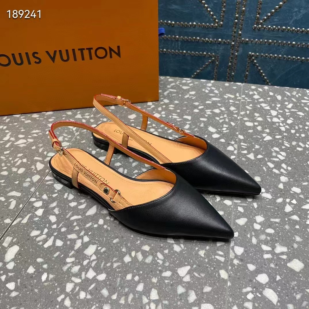 Louis Vuitton Women LV Blossom Slingback Flat Ballerina Black Lambskin 1ACAXC