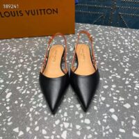 Louis Vuitton Women LV Blossom Slingback Flat Ballerina Black Lambskin 1ACAXC (7)