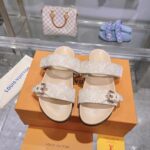 Louis Vuitton Women LV Bom Dia Flat Comfort Mule Beige Patent Monogram Canvas 1ACHYI - Image 3