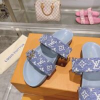 Louis Vuitton Women LV Bom Dia Flat Comfort Mule Blue Monogram Denim 1AC9QL (6)