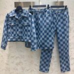 Louis Vuitton Men LV Damier Denim Jacket Cotton Blue Regular Fit 1AFGDH - Bild 4