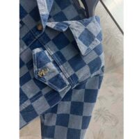 Louis Vuitton Women LV Damier Denim Jacket Cotton Blue Regular Fit 1AFGDH (7)