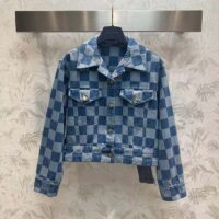 Louis Vuitton Women LV Damier Denim Jacket Cotton Blue Regular Fit 1AFGDH (7)