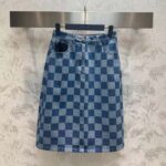 Louis Vuitton Women LV Damier Denim Skirt Cotton Blue Regular Fit 1AFGP2 - Bild 3