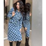 Louis Vuitton Women LV Damier Denim Skirt Cotton Blue Regular Fit 1AFGP2 - Bild 13