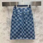 Louis Vuitton Women LV Damier Denim Skirt Cotton Blue Regular Fit 1AFGP2 - Bild 2