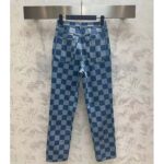 Louis Vuitton Men LV Damier Jeans Skirt Cotton Blue Regular Fit 1AFGNR - Image 3
