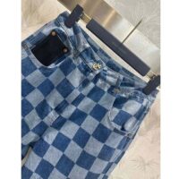 Louis Vuitton Women LV Damier Jeans Skirt Cotton Blue Regular Fit 1AFGNR (10)