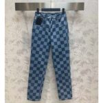 Louis Vuitton Men LV Damier Jeans Skirt Cotton Blue Regular Fit 1AFGNR - Image 2