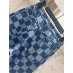 Louis Vuitton Men LV Damier Jeans Skirt Cotton Blue Regular Fit 1AFGNR - Image 7
