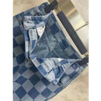 Louis Vuitton Women LV Damier Jeans Skirt Cotton Blue Regular Fit 1AFGNR (10)