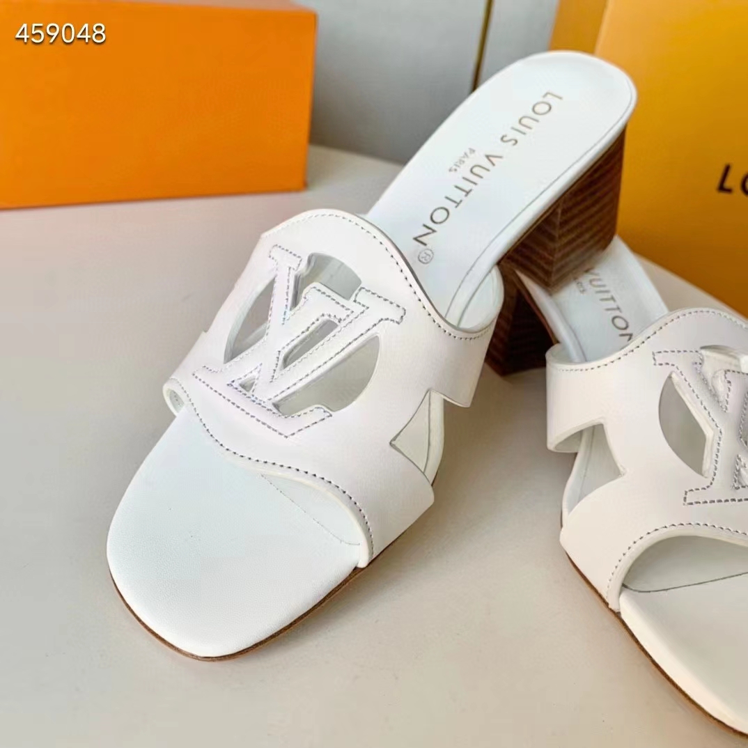 Louis Vuitton Women LV Isola Mule White Calf Leather 4.5 CM Heel 1ACG5E
