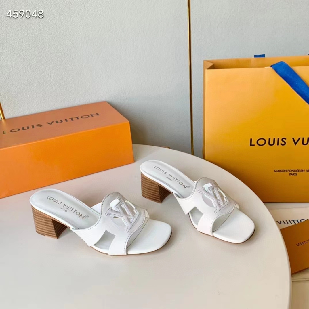 Louis Vuitton Women LV Isola Mule White Calf Leather 4.5 CM Heel 1ACG5E