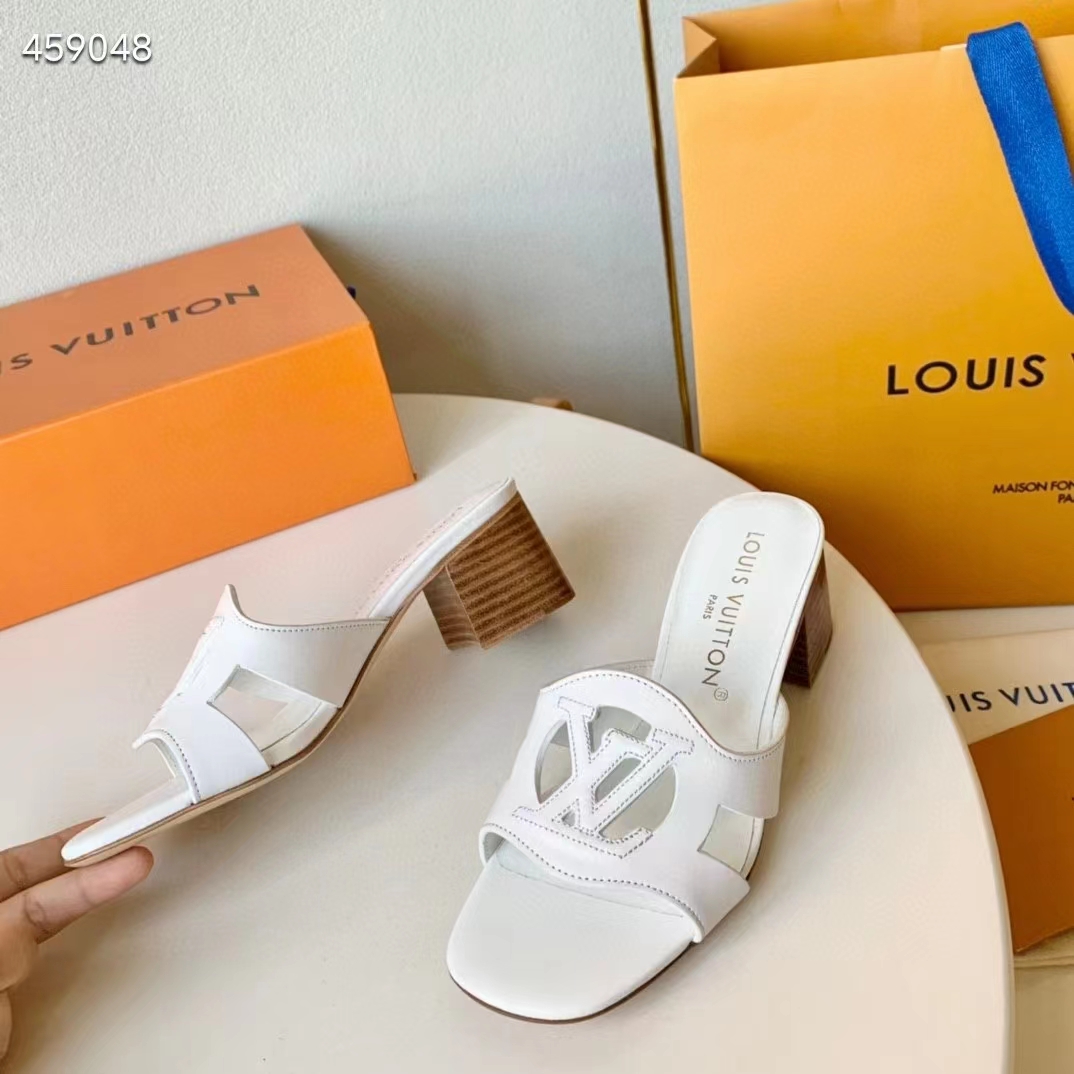 Louis Vuitton Women LV Isola Mule White Calf Leather 4.5 CM Heel 1ACG5E