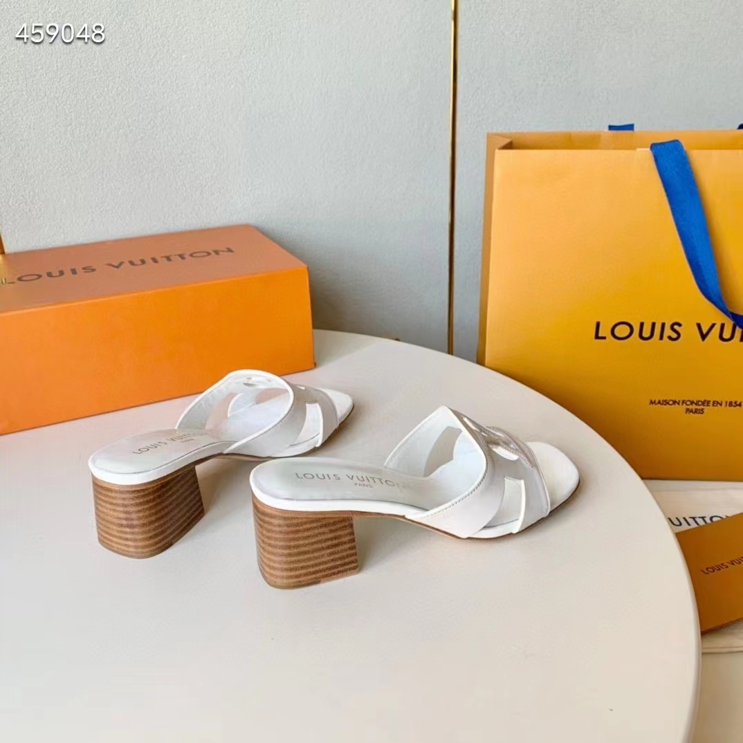 Louis Vuitton Women LV Isola Mule White Calf Leather 4.5 CM Heel 1ACG5E