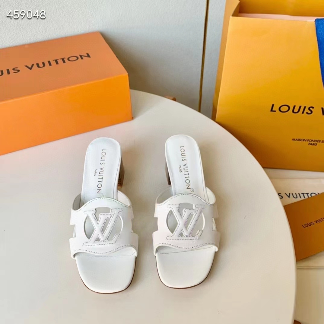 Louis Vuitton Women LV Isola Mule White Calf Leather 4.5 CM Heel 1ACG5E