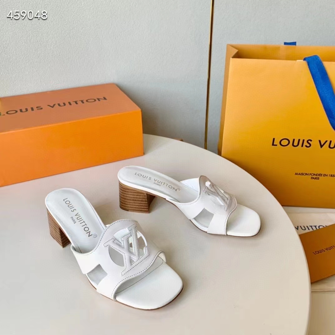 Louis Vuitton Women LV Isola Mule White Calf Leather 4.5 CM Heel 1ACG5E