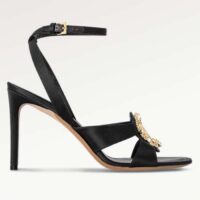 Louis Vuitton Women LV Met Sandal Black Satin Leather 1ACAIN (1)