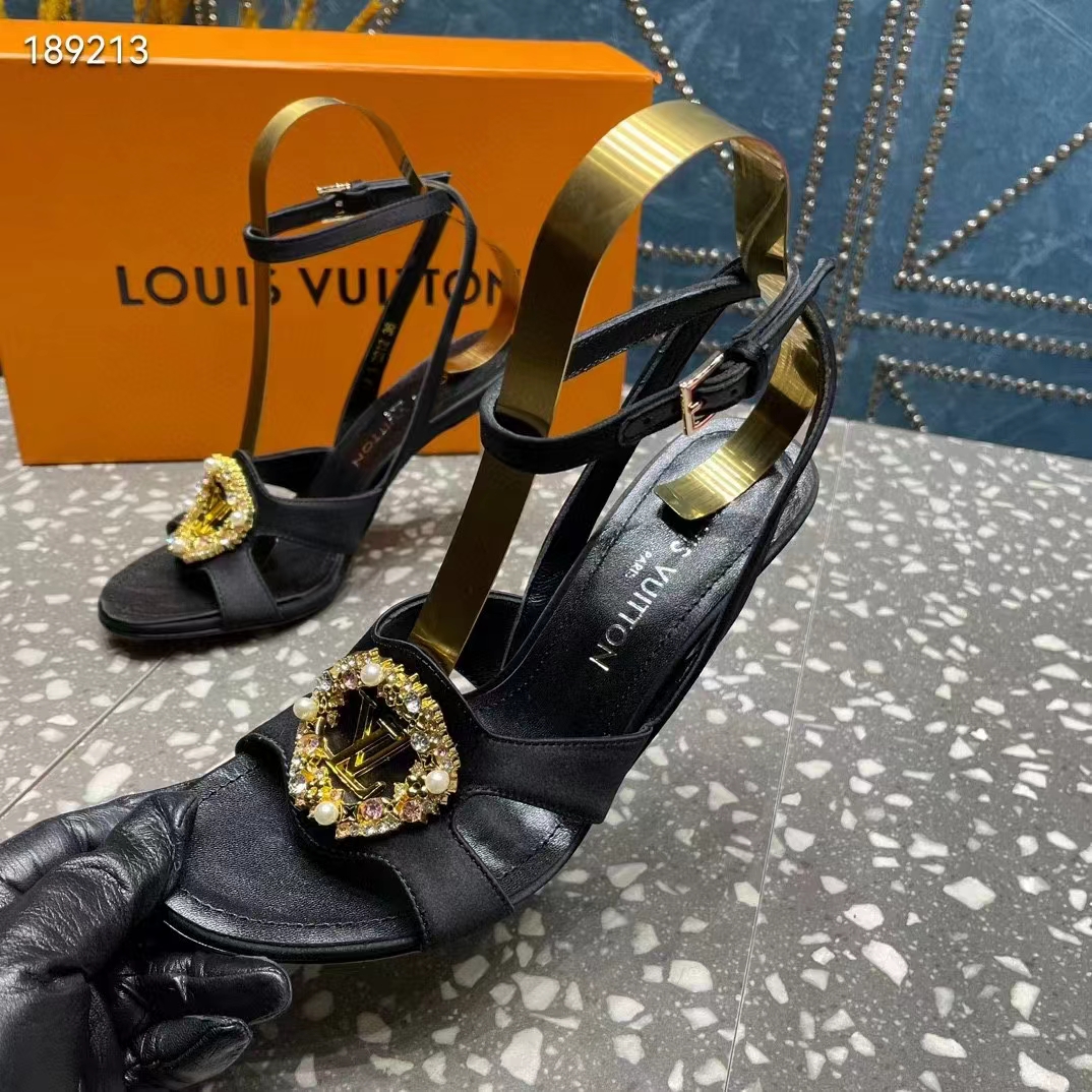 Louis Vuitton Women LV Met Sandal Black Satin Leather 1ACAIN