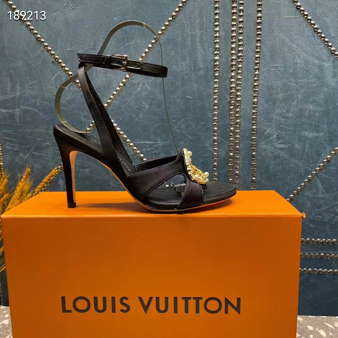 Louis Vuitton Women LV Met Sandal Black Satin Leather 1ACAIN