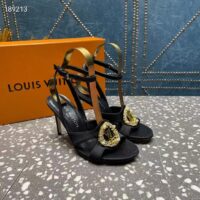 Louis Vuitton Women LV Met Sandal Black Satin Leather 1ACAIN (1)