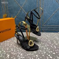 Louis Vuitton Women LV Met Sandal Black Satin Leather 1ACAIN (1)