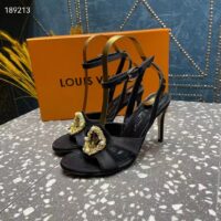 Louis Vuitton Women LV Met Sandal Black Satin Leather 1ACAIN (1)