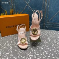 Louis Vuitton Women LV Met Sandal Nude Pink Satin Leather 1ACAJ2 (1)