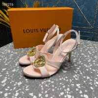 Louis Vuitton Women LV Met Sandal Nude Pink Satin Leather 1ACAJ2 (1)